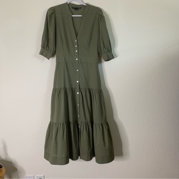 Veronica Beard Jeans Womens Green Houghton Tiered cotton midi dress S - Picture 2 of 10